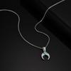 Vintage Green Natural Stone Necklace for Men Boys, Stainless Steel Moon Pendant Necklace, New Fashion Jewelry Gift