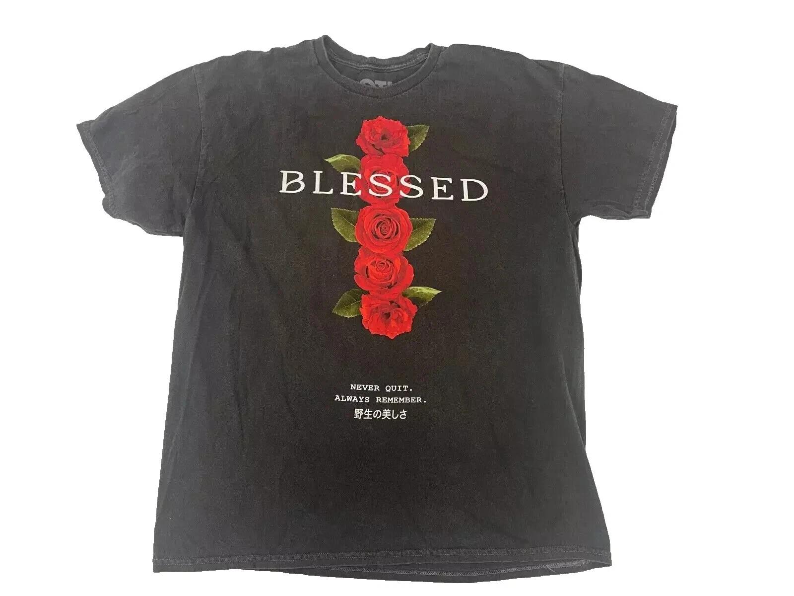 

OTL On The Low Mens Blessed Rose Graphic Vintage Black Shirt New S-XL S