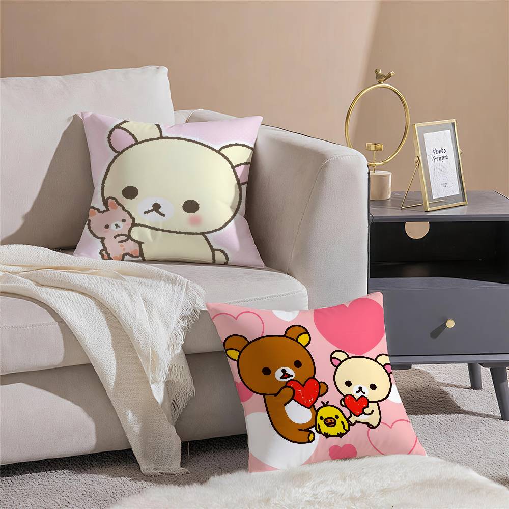 Cute R-Rilakkumas-MT Warmth Companionship Pillow Case Printing Pillowcase Living Room Sofa Cushion Cover Bedroom Room Decor