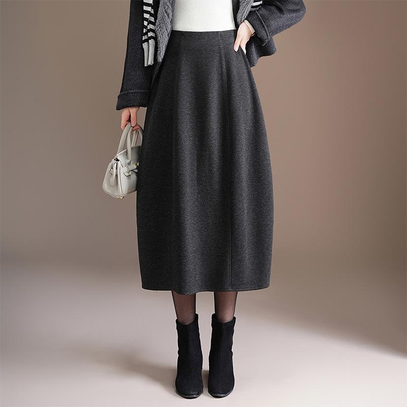 Stylish Elastic Waist Women's Winter 2025 Korean Slimming Casual Mid-Length Skirt