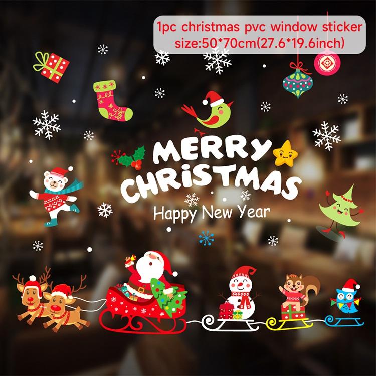 Cartoon Christmas Window Glass Stickers 2025 Christmas Decoration for Home Living Room Wall Decor 2025 Happy New Year Stickers