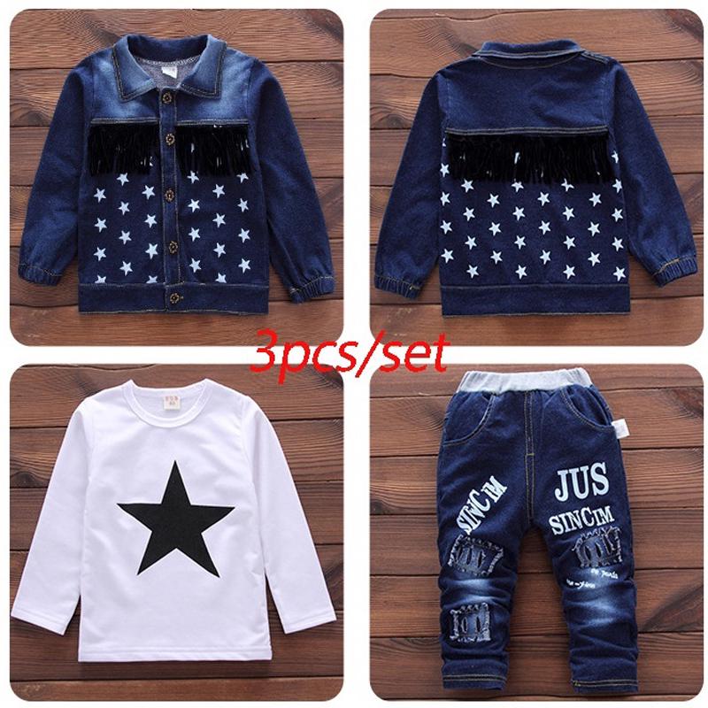 3PCS Kleidung Set Baby Jungen Kleidung Mantel + T-shirt + Hose Kinder Kleidung Sets Für 0-4 Jahre alt