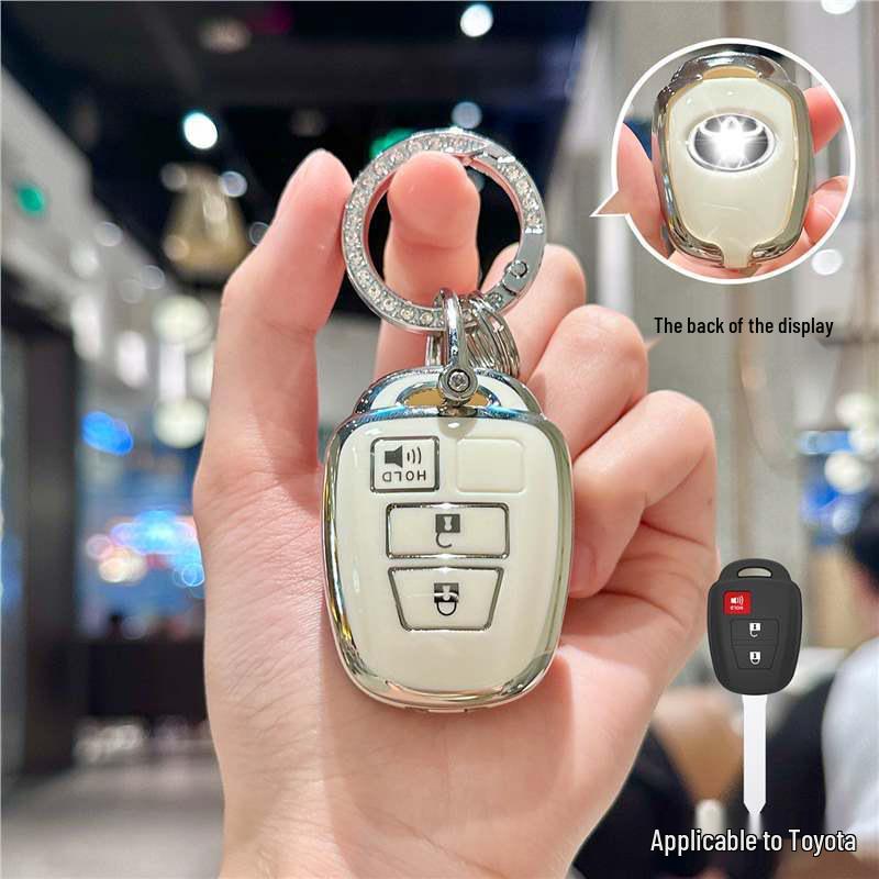 Silver Edge Key Case for Toyota Models: Corolla, RAV4, Camry, Vios, Highlander