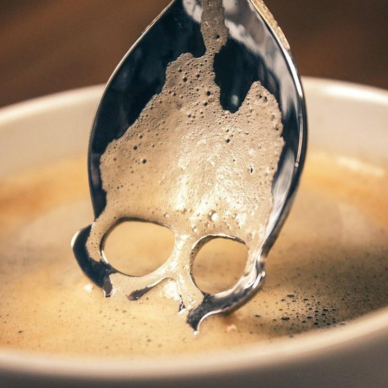 New Skull Spoon Creative Skull Spoon Reduce Sugar Salt Spoon Stainless Dessert Ice Cream Spoon