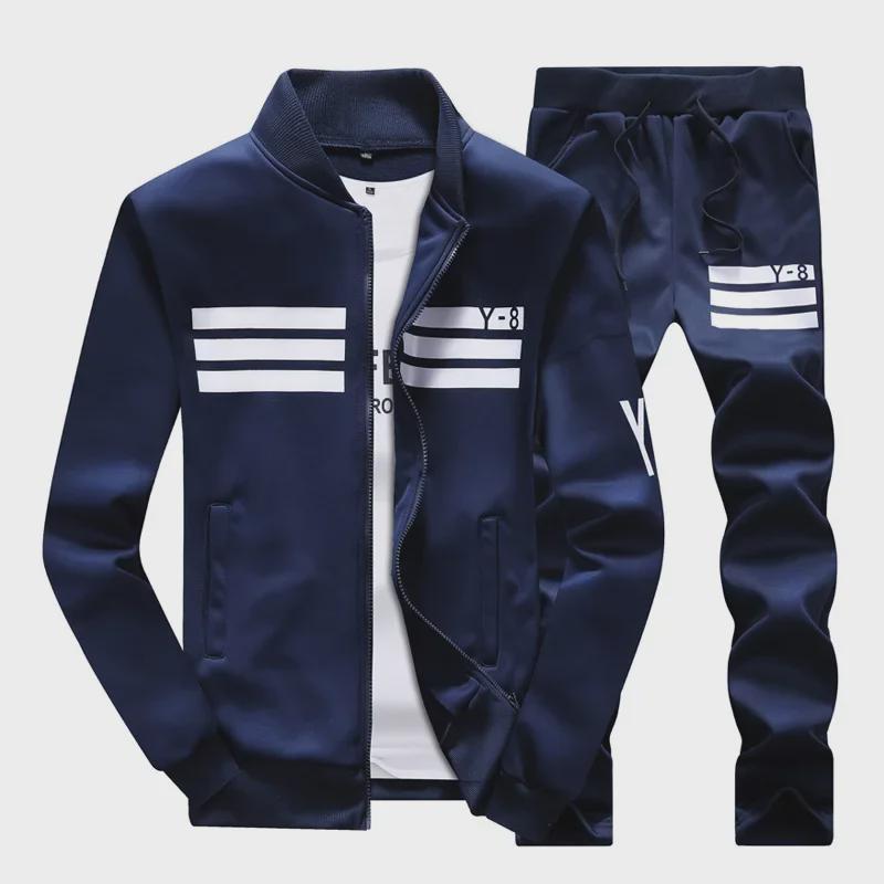Męski wiosenno-jesienny młodzieżowy casualowy sportowy dres ze stylową kurtką