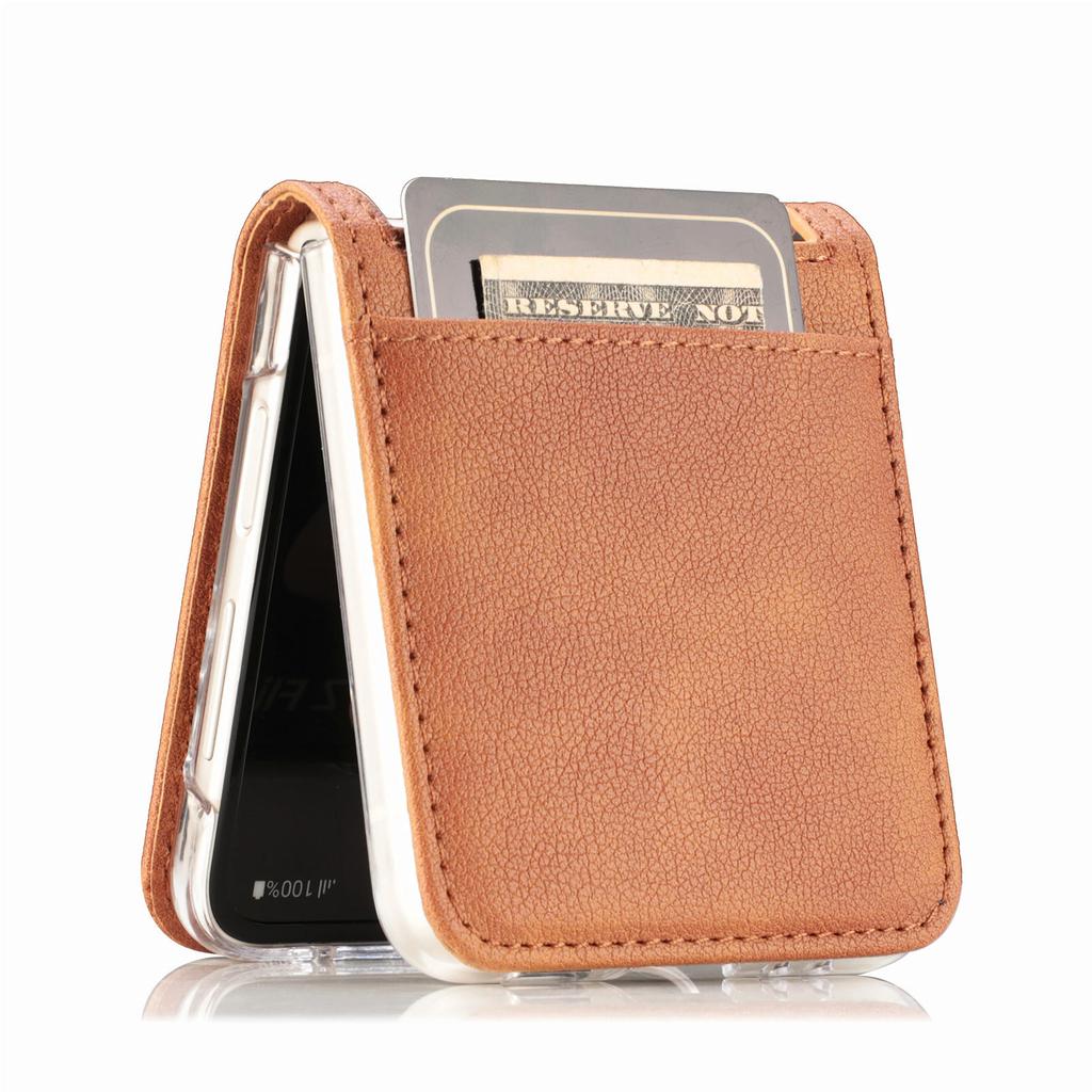 For Samsung Galaxy Z Flip7 FE 5G/Z Flip6 5G Case Card Slot Leather+PC Phone Cover