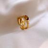 18k Real Gold Electroplated Zircon Tiger's Eye Double-layer Open Ring Retro Index Finger Ring Niche Design Ring Female