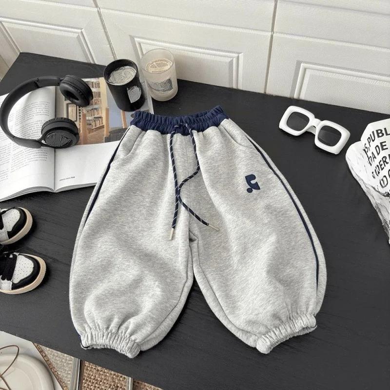 Boys Sweatpants Children Autumn Sport Casual Trousers Embroidered Girls Elastic Waist Versatile Pants
