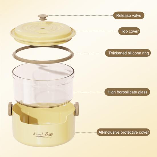 800ML Round Glass Lunch Box with Leakproof Lid Food Grade Dishwasher Microwave Freezer Safe Students Kids Adults Bento Food Snake Container