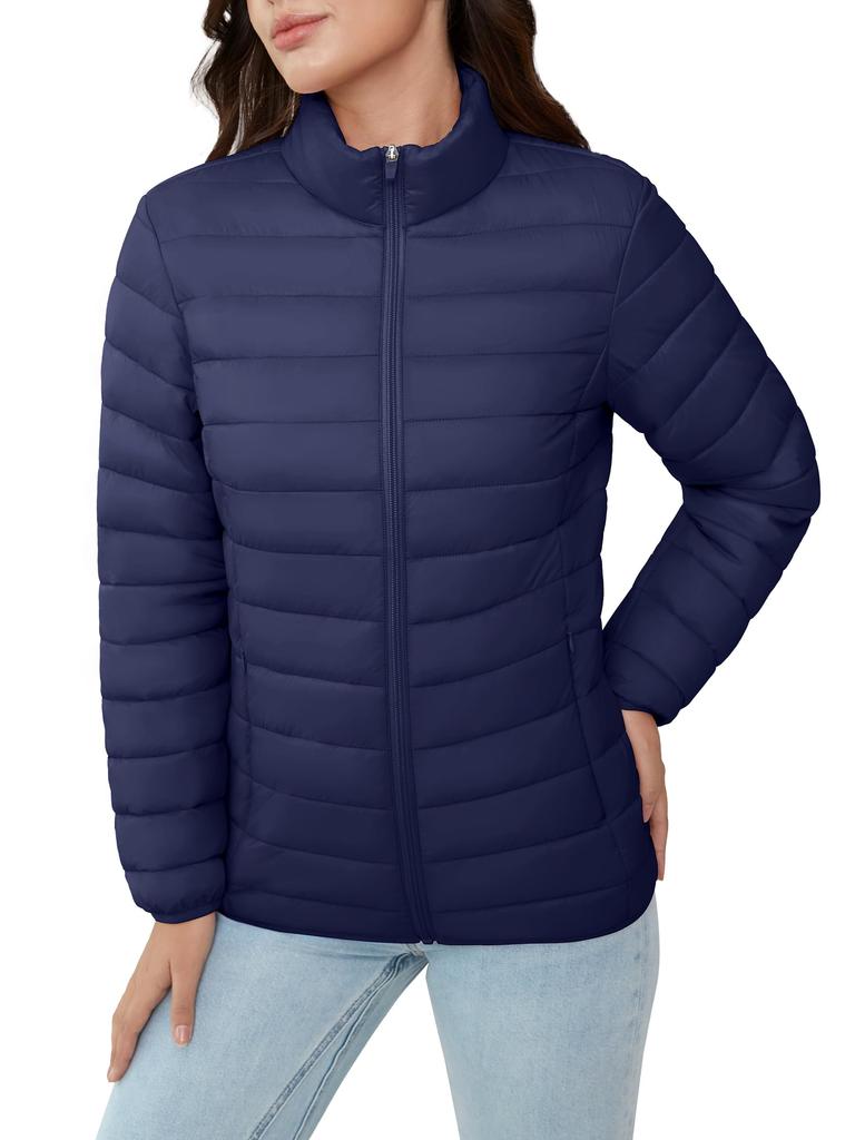 KEFITEVD Winter Padded Inner Warm Outerwear with Thick Blouson for and Size 3XL Women's Jacket, Jacket, Stand-Up Collar, Golf, Hiking, Camping, More,