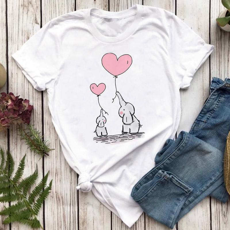 

T-Shirt For Women Harajuku T-Shirts Cartoon Graphic Tshirt 90S Girl Fashion Top Female Casual Tees Short Sleeve T-Shirt Femme M білий