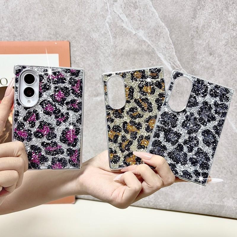Bling Diamant Leopard Stil Hülle Für Samsung Galaxy Z Fold 8 Ultra Fold7 Fold 6 5 4 Sexy Luxus Glitzer Beschichtung Schutzhülle