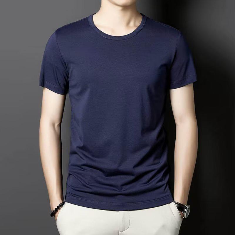 Korean Men's Slim Fit Short-Sleeved Round Neck T-Shirt, Black & White, Large Sizes, Summer Inner Wear