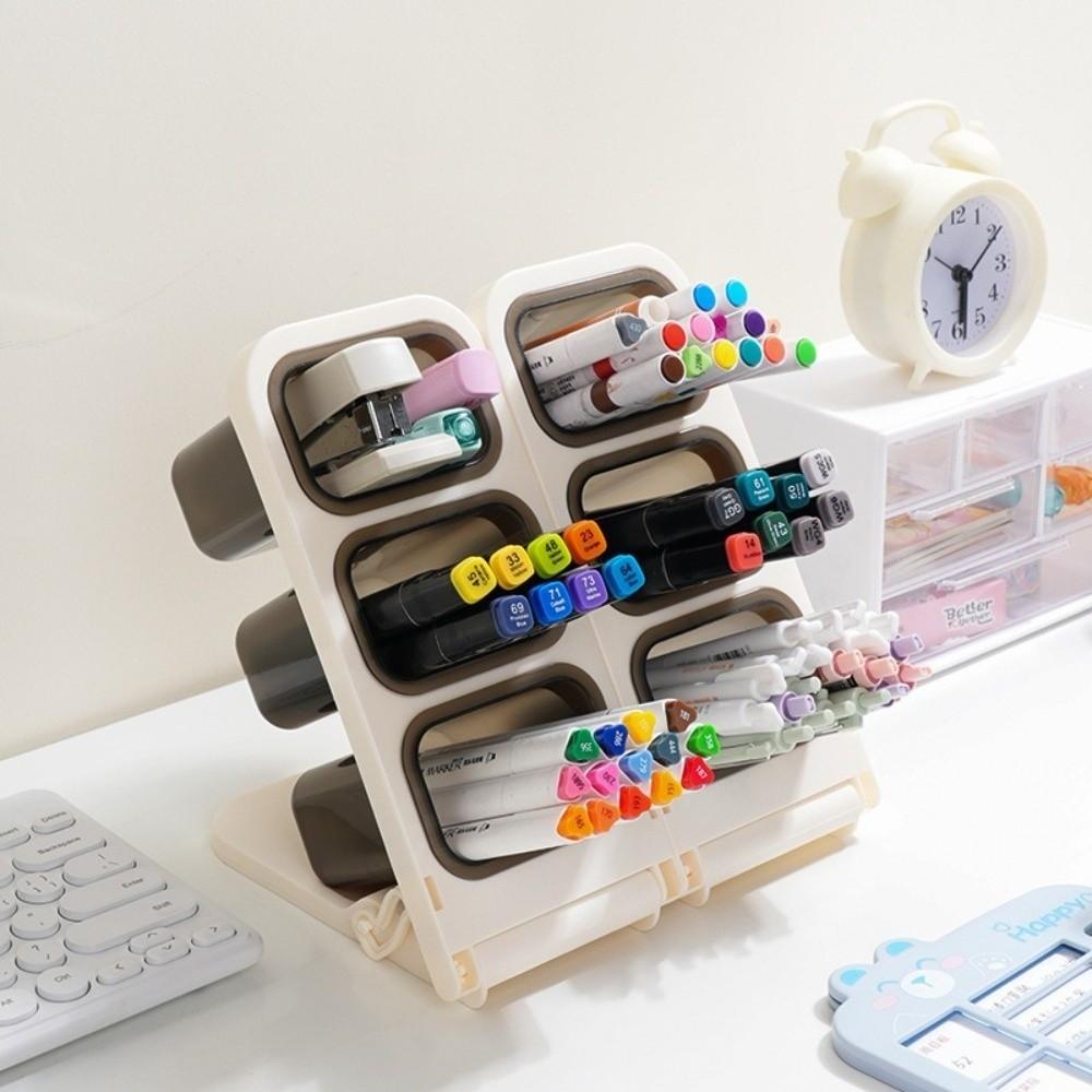 Large Capacity Desktop Storage Box Multifunctional Removable Pencil Container Foldable Makeup Brush Storage Box