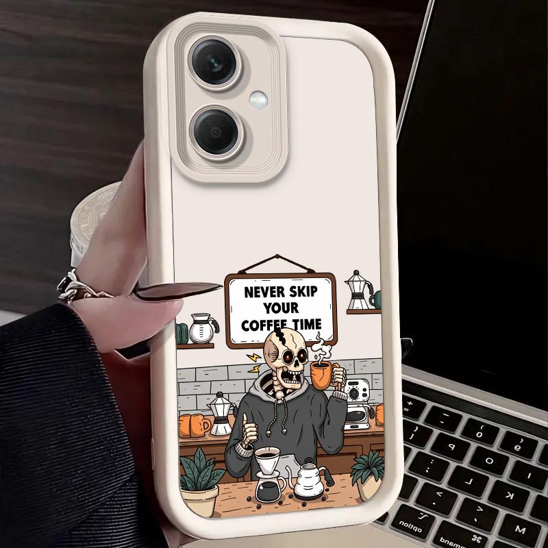 Skeleton Making Coffee Pattern Case for Xiaomi Redmi Note 14 13 12 Turbo 11S 4G 11 10 Pro Plus 9 14C 13C 12C 9C A2 Cover Funda