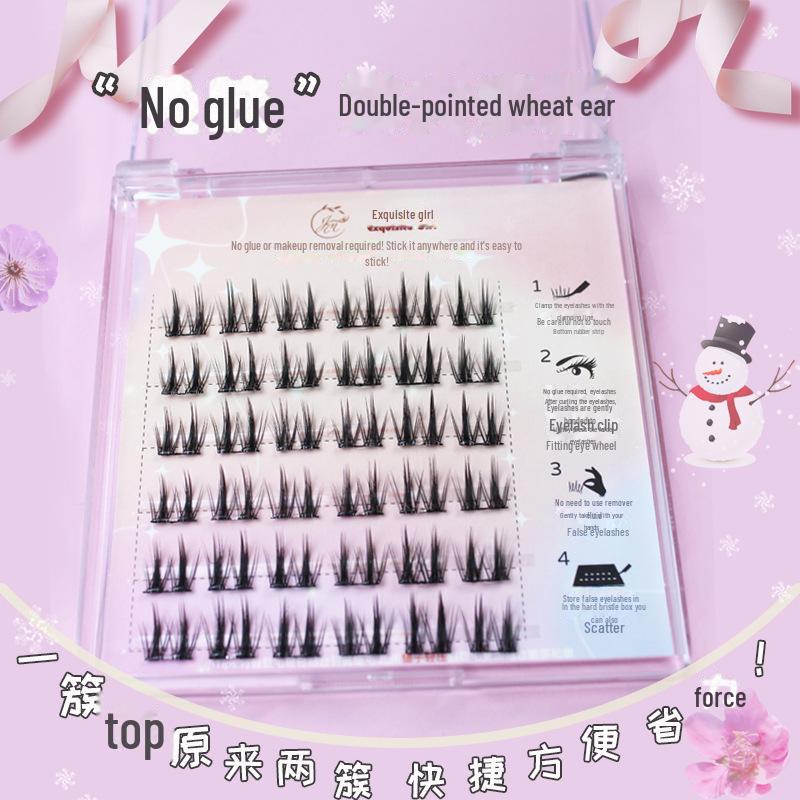 Exquisite Double Spire Spike False Eyelashes: No-Glue, Easy-Removal, Perfect for Beginners