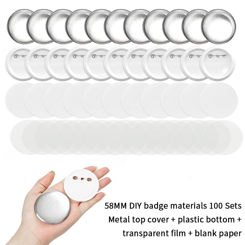 100Pcs Diy Button Part Supplies 58Mm For Button Maker Machine Round Metal Pin Badge