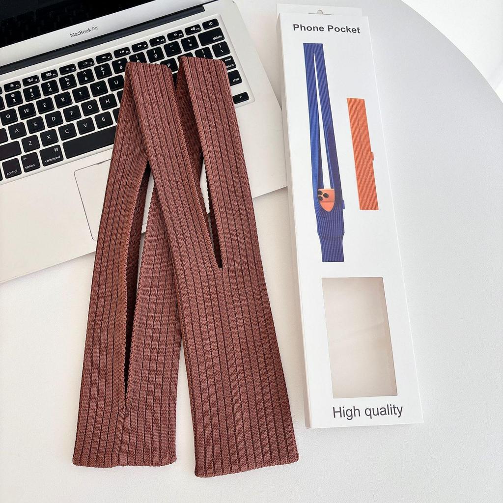 Stilvolle gestrickte Crossbody-Handtasche für Mobiltelefone – Multifunktionale Aufbewahrungstasche aus gewebtem Stoff