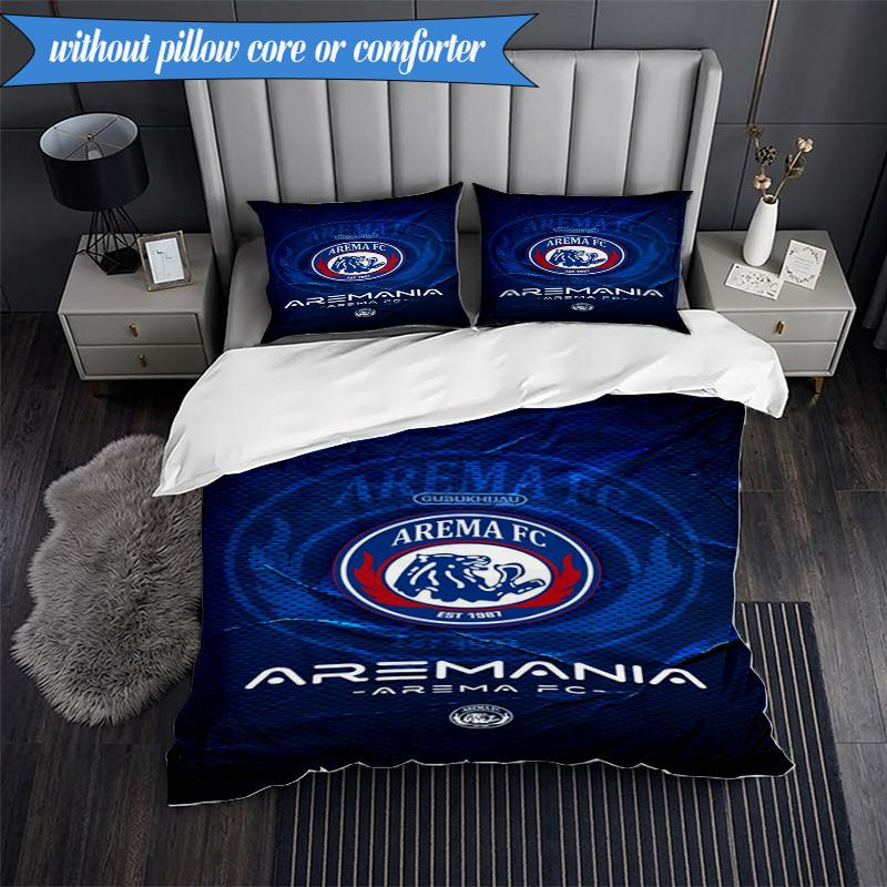 3PCS Arema Football club Printed Soft Bedding Set,Including 1pc Duvet Cover And 2pcs Pillowcases Perfect for Bedroom, Dormitory, Fan gift