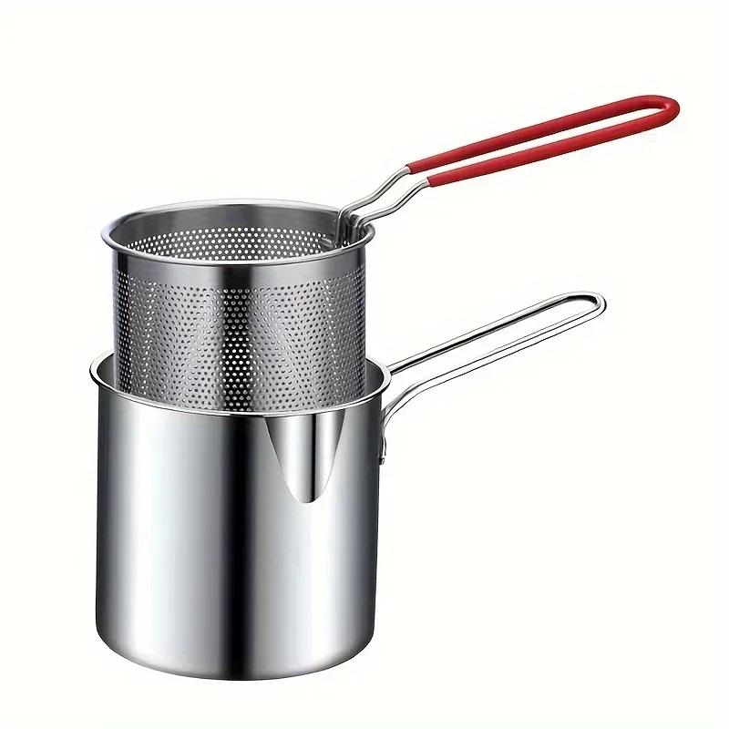 Stainless Steel Deep Fryer With Frying Basket Small Pot Multifunctional Kitchen Specific Frying Chicken And Other Cooking Tools