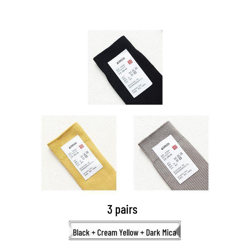 Muji-Style Men's Retro Stripe Mid-Calf Cotton Socks for Spring/Autumn