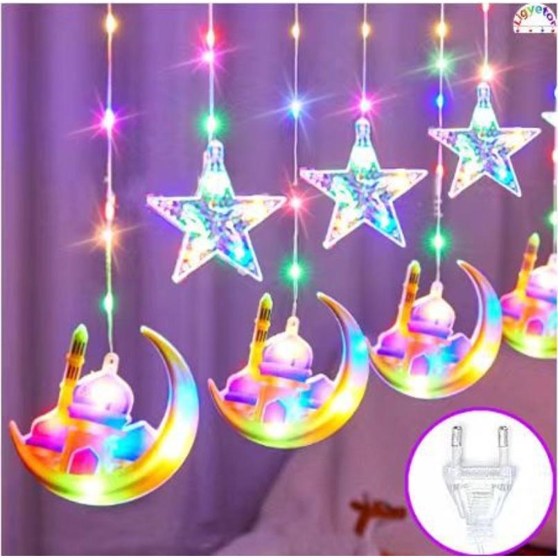 

4,2-метровый светодиодный светильник для штор со звездной луной, украшение для помещения, пятиугольный светильник для замка, гирлянда, Рождественский светильник для украшения дома, сада, спальни