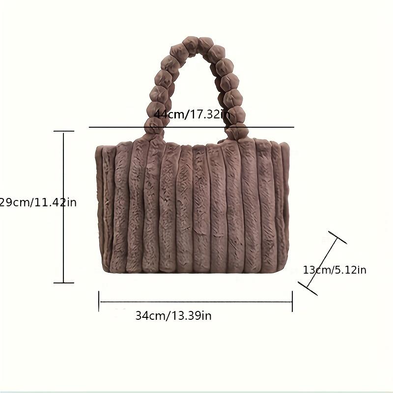 Plüsch-Tragetasche mit großer Kapazität, gestreifte Kunstpelz-Umhängetasche, weiche, flauschige Handtasche für Damen