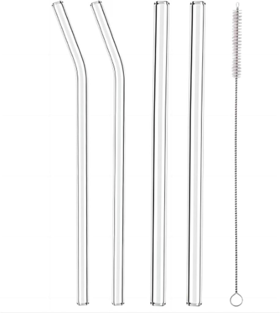 5 ks opakovaně použitelných skleněných brček na pití, náhradní brčko 7,88'' x 8 mm, průhledné praktické brčko pro sklenice na smoothie o objemu 20/30/32 oz