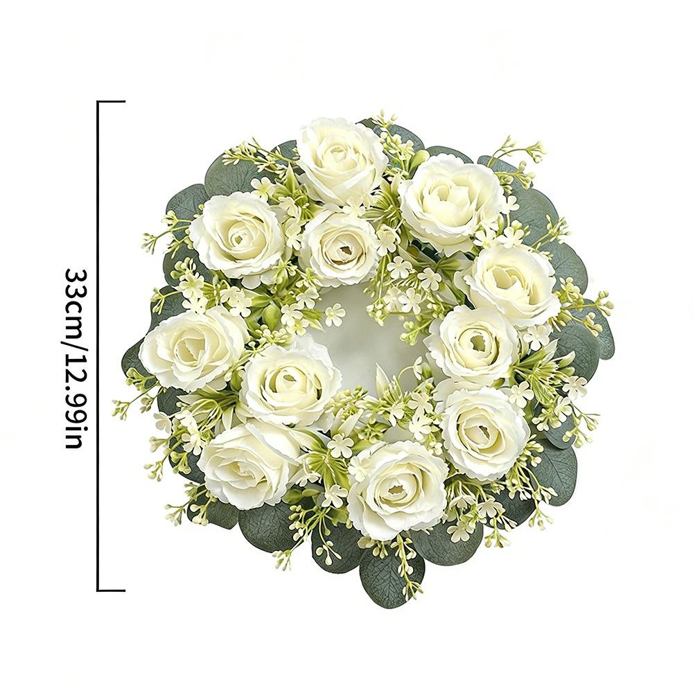 23/33cm Size Artificial Flowers Wreath Silk Material Garland Style Artificial Flowers Garland Wreath Shape Silk Fake Flower