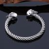 High Quality Stainless Steel Double Skull Bracelet Vintage Men Accessories Skeleton Bangle Fashion Charm Biker Jewelry