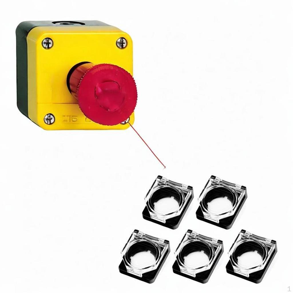 5 Pieces Push Button Dustproof Switch Cover 22mm Protection for Logistics