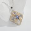 Natural Tanzanite Hollow Pendant S925 Sterling Silver Necklace Women'S Vintage Versatile Clavicle Chain Jewelry