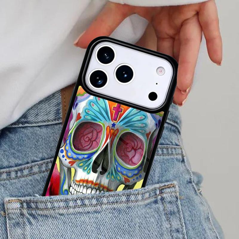 Skull with Dimand Eyes Phone Case for iPhone 17ProMax 12 13 14 15 16e 17 Pro Max Plus Air Cover