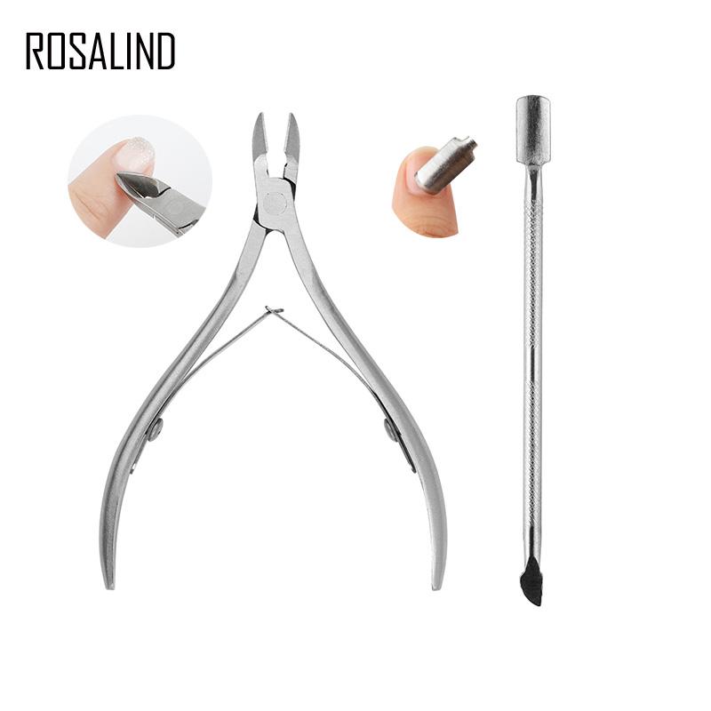 

ROSALIND 2 шт./компл. маникюрный инструмент для ногтей из нержавеющей стали, толчок омертвевшей кожи и срез омертвевшей кожи