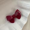 Festive Wine Red Bow Duckbill Hair Clip - Sweet Retro Style