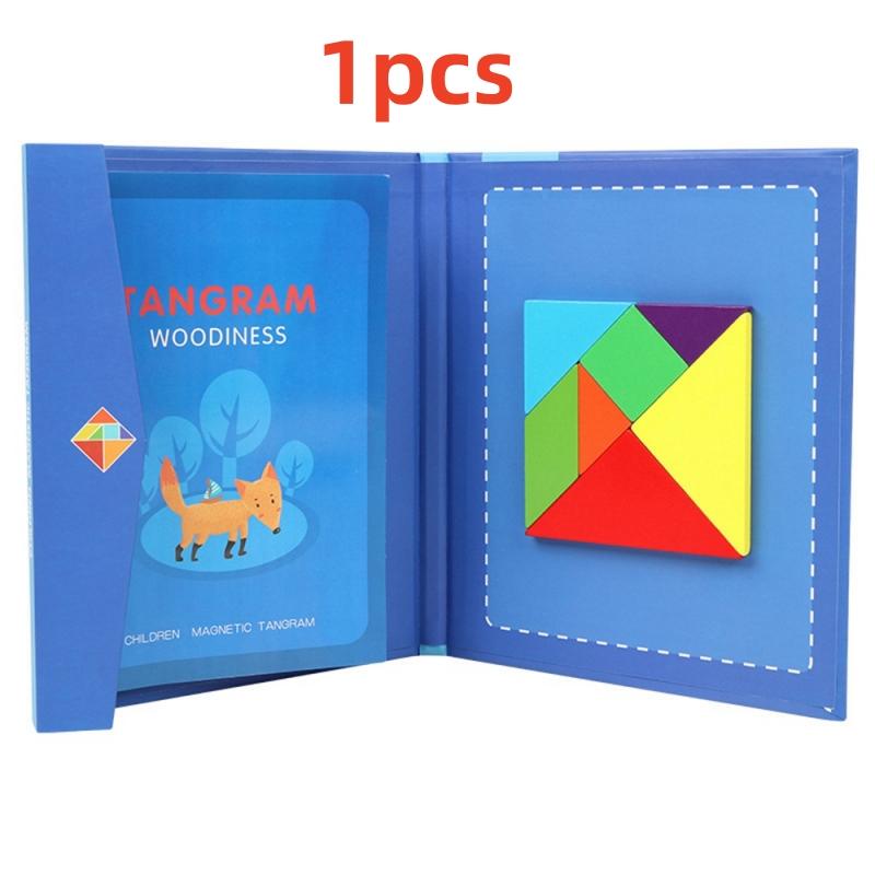 

Wooden Jigsaw Magnetic Tangram Game Book Educational Toys For Kids Baby Kid Portable Montessori Learning Intelligence