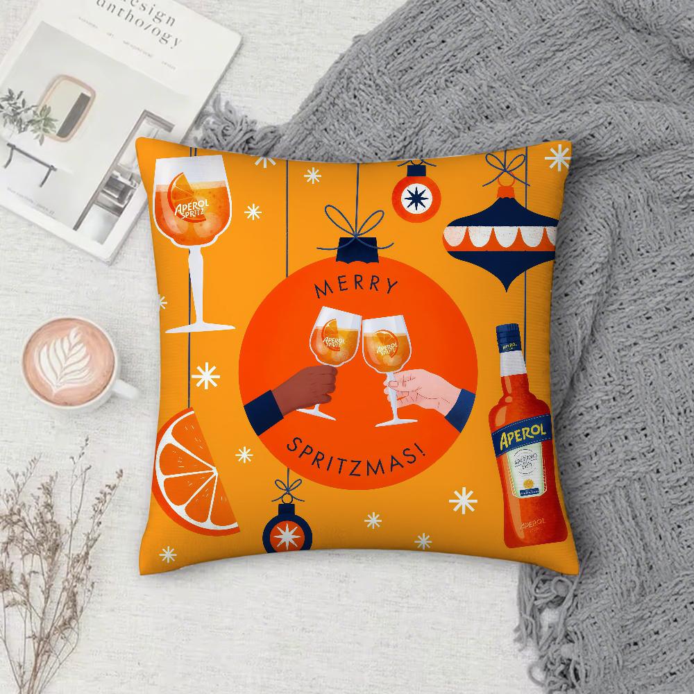 AAperol SSpritz Pillow Case Square DoubleSided Printing Sofa Cushion Cover Pillowcase Bedroom Bedside