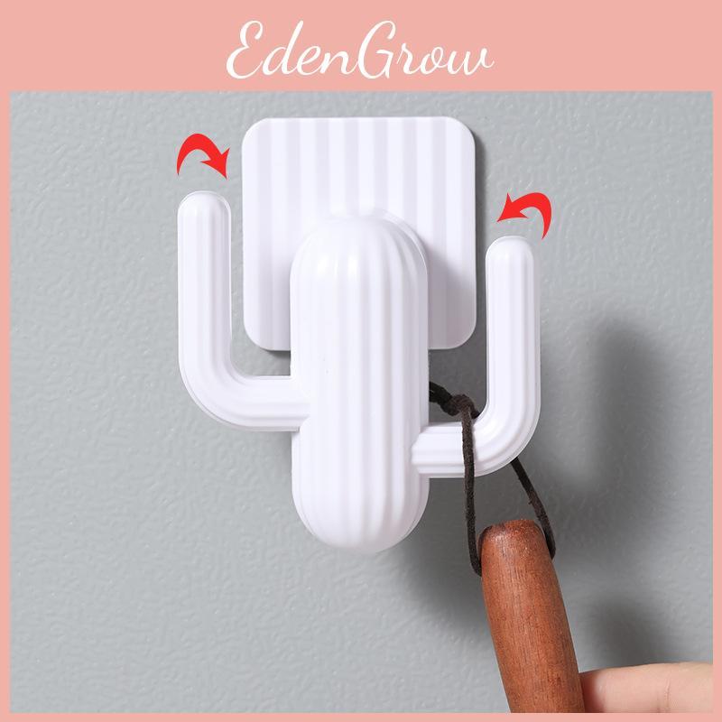 White Cactus Plastic Double Hooks For Door Wall Mounting Modern Tools Decor