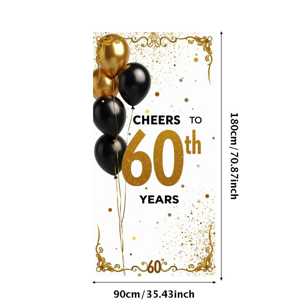60th Anniversary Banner Cheers To 60 Years Backdrop Glitter Party Decoration Birthday Wedding Event Photography Background Props