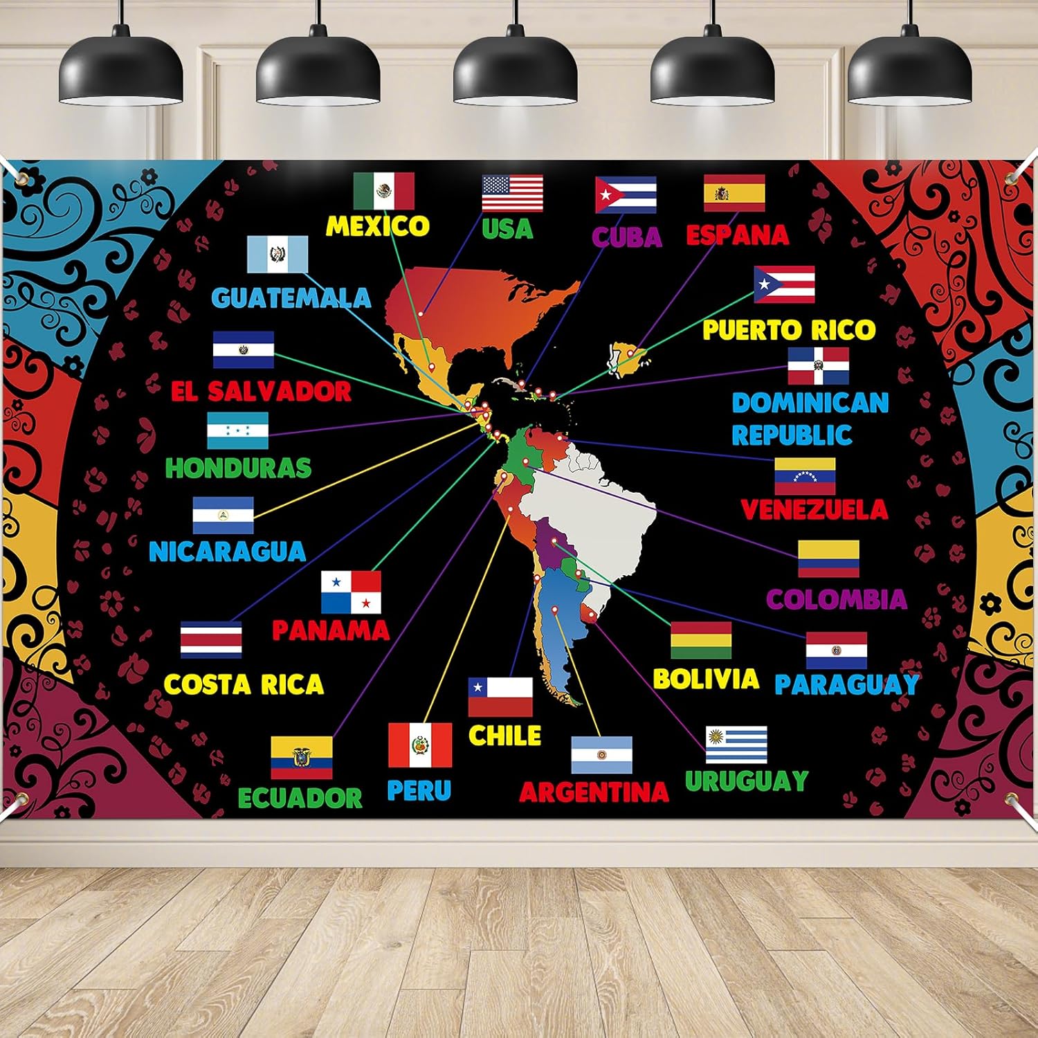 Hispanic Heritage Month Decorations 70.8 x 43.3inch Latin n Banner Spanish Classroom Decorations National Hispanic Heritage Month Decorations Latin Style 2