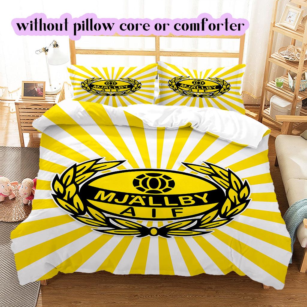 Mjällby AIF football Pattern Bedding,Quilt Set Quilt Cover Pillowcase Home Birthday Gift (1*duvet cover+2*pillowcase,without core)