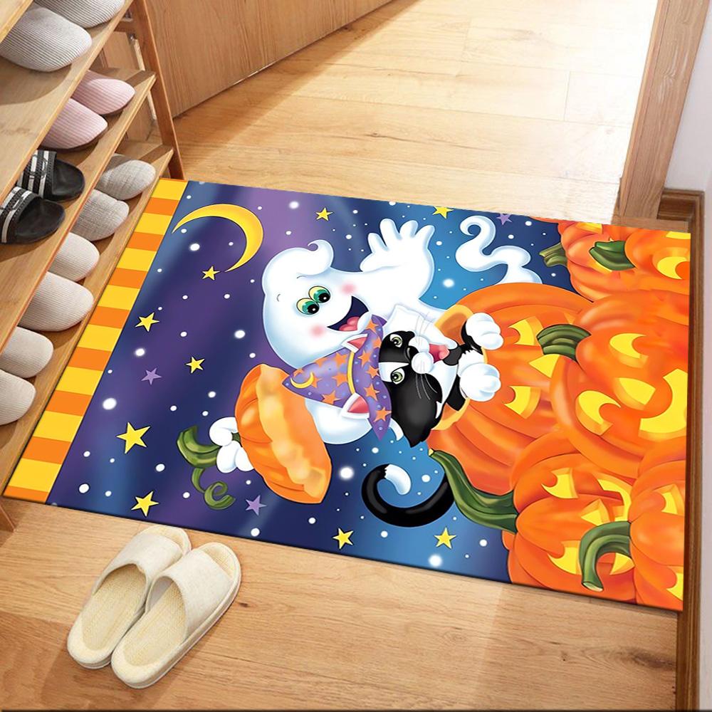 Sugar Skull Pumpkin Art Floor Mats for Living Room, Bedroom and Room Decoration Are Suitable for Gifts.