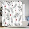 Black White Pine Leaf Christmas Shower Curtain for Bathroom Decor Red Berries Design Home Linen Waterproof Fabric 180X270cm