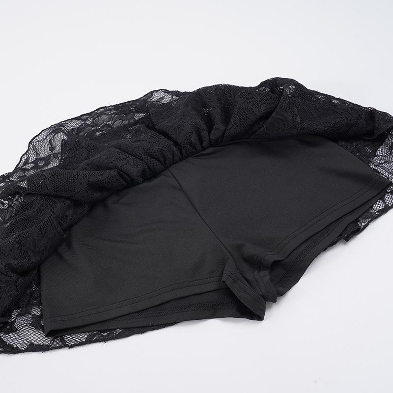 Spicy Girl Style Lace Patchwork Dark Sexy Bow Short Skirt - European & American New Arrival