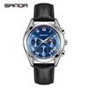 Fashion Sanda 5012 Top Brand Men's Quartz Watch Leather Strap Six-hands Dial Business Casual Creative Cool Clock Men Wristwatch