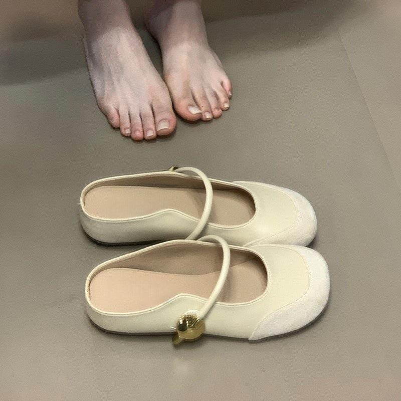 

French ballet gentle splicing bag head half slippers outer wear 2025 new inner height increase single shoes women 35