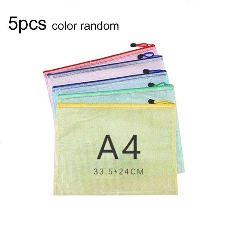 5 szt. Torba na zamek z siatką A4/A5 PVC Przezroczysty folder Biurowe i edukacyjne artykuły Przechowywanie dokumentów Artykuły piśmiennicze dla uczniów TMZ