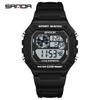 SANDA 2202 Fashionable Men's Electronic Watch Sports Multifunctional Waterproof LED Single Display Small Square Electronic Watch