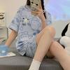 Women's Summer Cartoon Pajama Set - Cute Short Sleeve and Shorts, Plus Size, Lightweight Home or Outdoor Wear