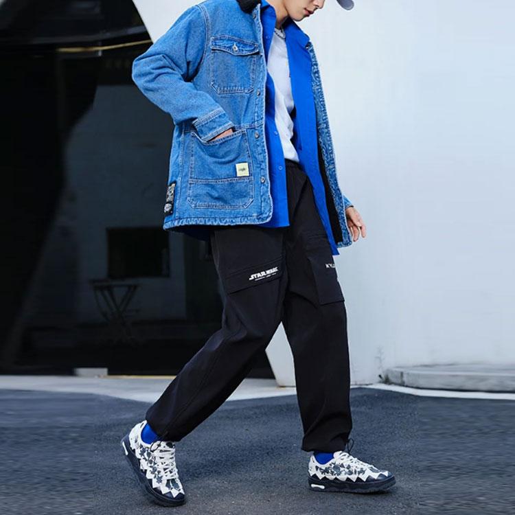 Li Ning Skateboard Series Casual Warm Fleece Lined Washed Denim Jacket Men Jacket Blue AJDR415-1